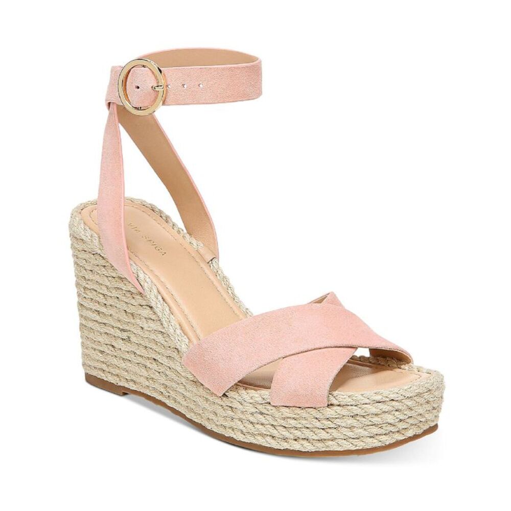 VIA SPIGA Womens Pink 1" Platform Sesilia Wedge Leather Espadrille Shoes 10 M